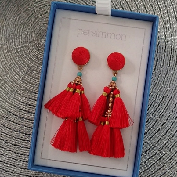 Persimmon Jewelry - NIB Persimmon Tassel Red Earrings